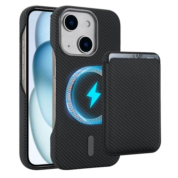 Carbon Fiber MagSafe Magnetic Card Holder Phone Case – Bild 1