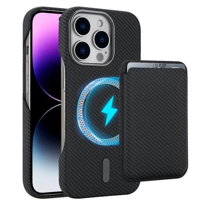 Carbon Fiber MagSafe Magnetic Card Holder Phone Case – Bild 1