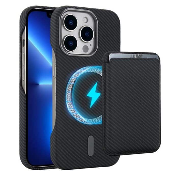 Carbon Fiber MagSafe Magnetic Card Holder Phone Case – Bild 1