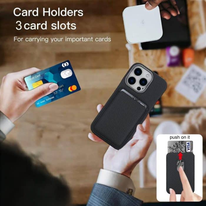 Carbon Fiber MagSafe Magnetic Card Holder Phone Case – Bild 7