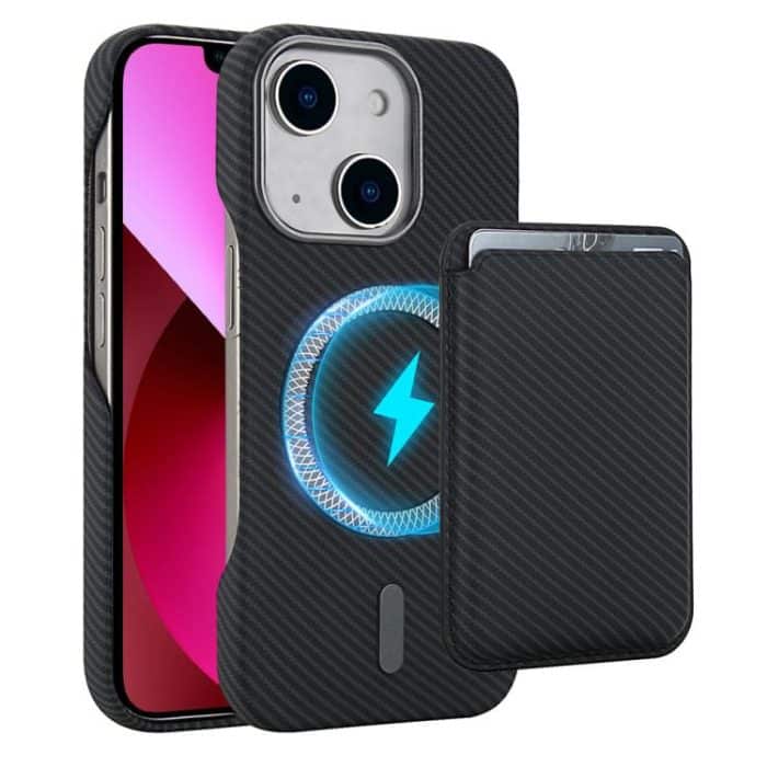 Carbon Fiber MagSafe Magnetic Card Holder Phone Case – Bild 1
