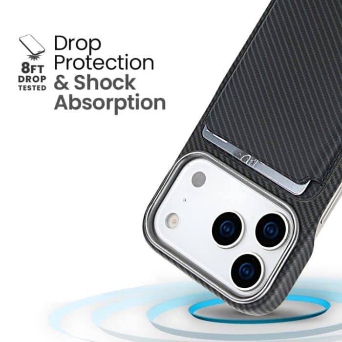 Carbon Fiber MagSafe Magnetic Card Holder Phone Case, For iPhone 16 Pro Max, iPhone 16 Pro, For iPhone 16 Plus, For iPhone 16 – Bild 4