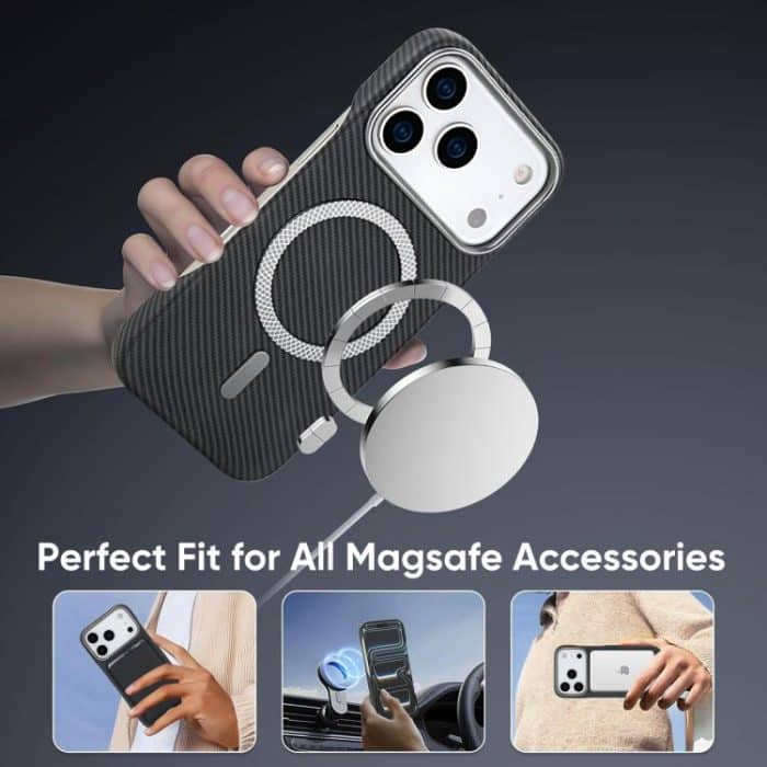 Carbon Fiber MagSafe Magnetic Card Holder Phone Case, For iPhone 16 Pro Max, iPhone 16 Pro, For iPhone 16 Plus, For iPhone 16 – Bild 5