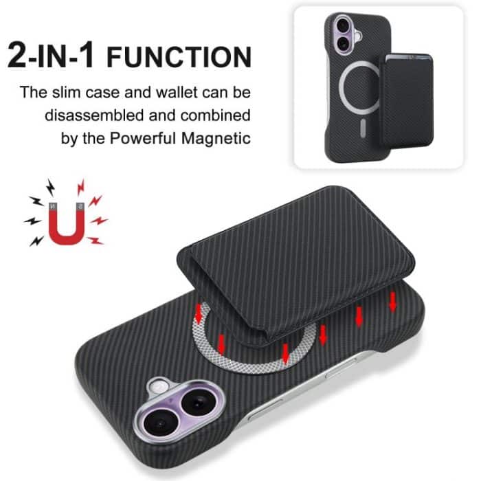 Carbon Fiber MagSafe Magnetic Card Holder Phone Case, For iPhone 15 Pro Max, For iPhone 15 Pro, For iPhone 15 Plus, For iPhone 15 – Bild 6