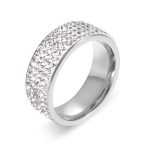 Ewigkeitsring aus Edelstahl für Eheringe, Verlobungsversprechen, runder Kristall und eingelegte Strasssteine, 57 mm, US-Größe: 10, Innendurchmesser: 20 mm, Umfang: 62,8 mm