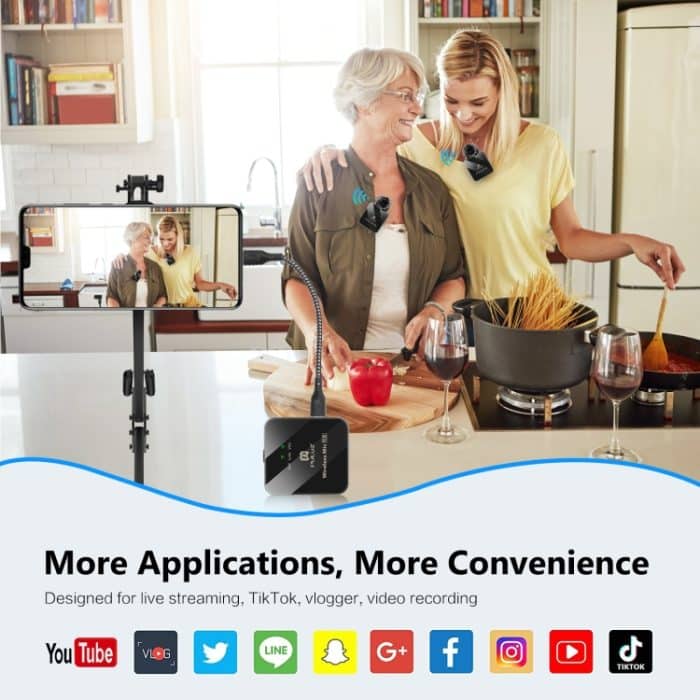 PULUZ 2 TX + 1 RX kabelloses Lavalier-Mikrofon, 2 TX + 1 RX – Bild 10