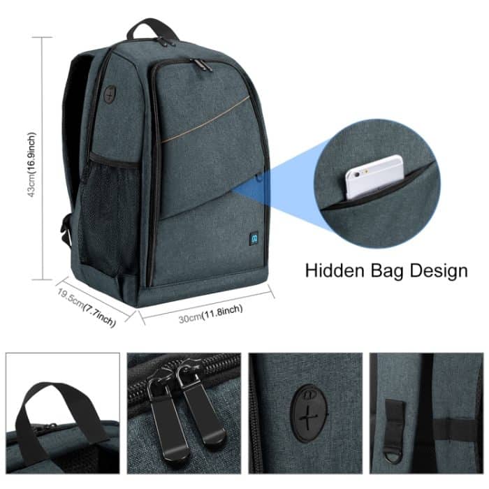 PULUZ Outdoor Tragbarer, wasserdichter, kratzfester Rucksack mit zwei Schultern, tragbare PTZ-Stabilisator-Kameratasche mit Regenschutz für Digitalkamera, DJI Ronin-SC / Ronin-S, Backpack(Black RU), Backpack(Grey RU), Backpack(Grey), Backpack(Blue)... – Bild 3