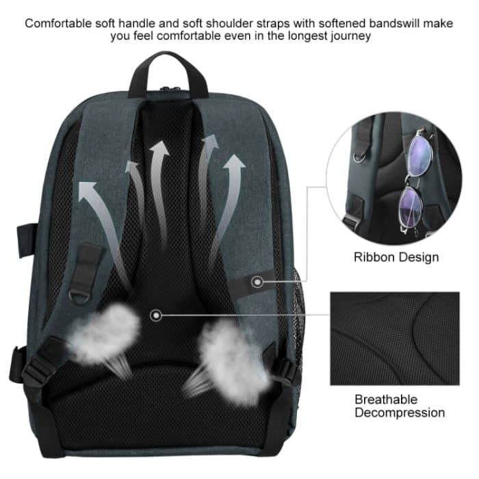 PULUZ Outdoor Tragbarer, wasserdichter, kratzfester Rucksack mit zwei Schultern, tragbare PTZ-Stabilisator-Kameratasche mit Regenschutz für Digitalkamera, DJI Ronin-SC / Ronin-S, Backpack(Black RU), Backpack(Grey RU), Backpack(Grey), Backpack(Blue)... – Bild 4