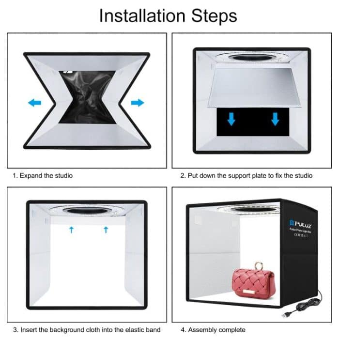 PULUZ 25 cm faltbare tragbare Ringlichtbox mit hohem CRI-Wert von 97, Fotobeleuchtung, Studio-Schießzeltbox mit 12 Farben Hintergründen, Größe: 25 cm x 25 cm x 25 cm, 25cm High CRI Box, 25cm High CRI Box US – Bild 13