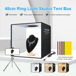 PULUZ 40 cm faltbare tragbare Ringlicht-USB-Fotobeleuchtung, Studio-Aufnahmezeltbox mit 6 x doppelseitigen farbigen Hintergründen, Größe: 40 cm x 40 cm x 40 cm, 40cm Box Black RU, 40cm – Bild 2