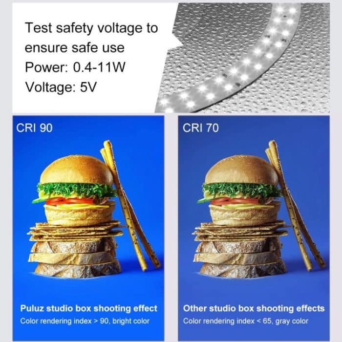 PULUZ 40 cm faltbare tragbare Ringlicht-USB-Fotobeleuchtung, Studio-Aufnahmezeltbox mit 6 x doppelseitigen farbigen Hintergründen, Größe: 40 cm x 40 cm x 40 cm, 40cm Box Black RU, 40cm – Bild 6
