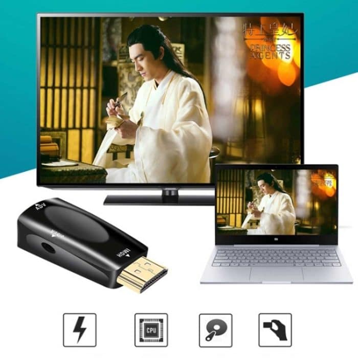 Full HD 1080P HDMI zu VGA und Audio Adapter für HDTV / Monitor / Projektor (schwarz) – Bild 7