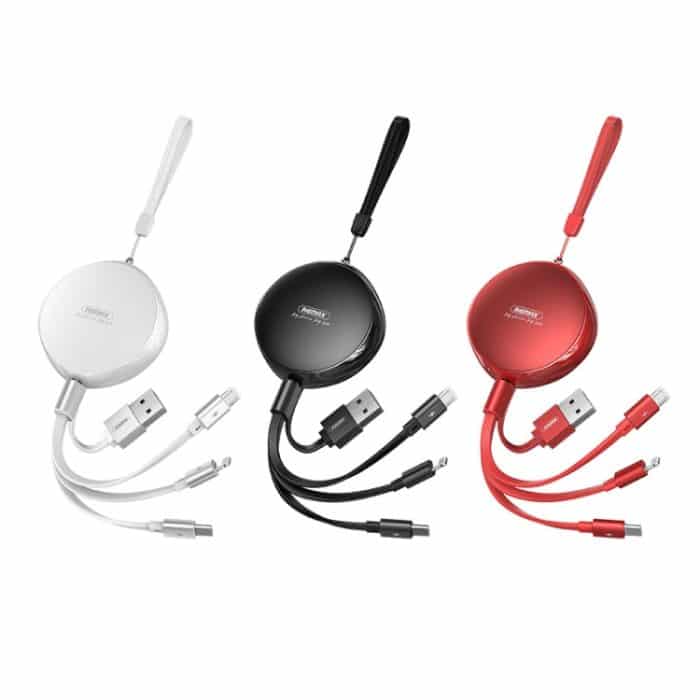 REMAX RC-185th 3 in 1 2,1 A USB auf 8 Pin + USB-C / Typ-C + Micro USB Sury Series Teleskop-Ladedatenkabel – Bild 2