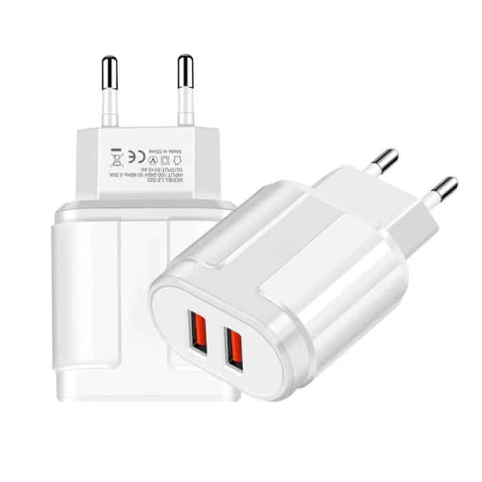 Tragbares Dual-USB-Reiseladegerät + 1 Meter USB-auf-Micro-USB-Datenkabel, EU-Stecker – Bild 2