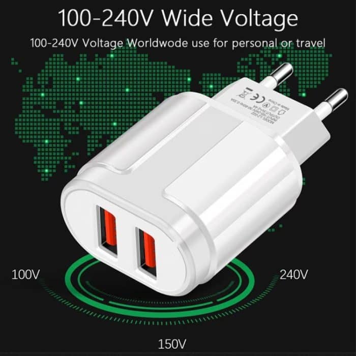 Tragbares Dual-USB-Reiseladegerät + 1 Meter USB-auf-Micro-USB-Datenkabel, EU-Stecker – Bild 11
