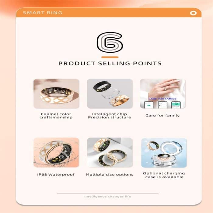 R10M SIZE 8 Smart Ring, unterstützt Herzfrequenz / Blutsauerstoff / Schlafüberwachung / mehrere Sportmodi – Bild 7