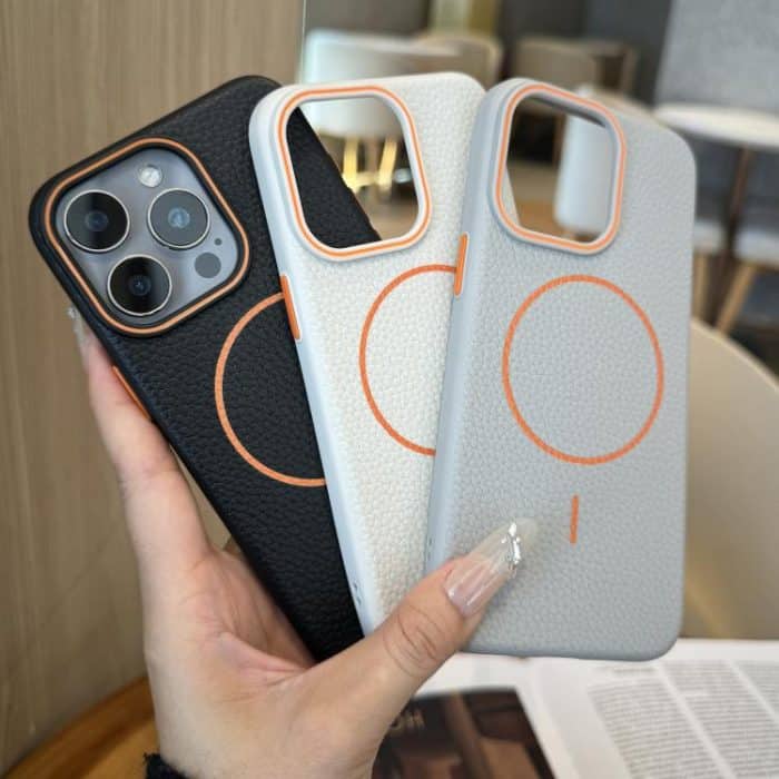 Orange Ring MagSafe Litchi Grain TPU-Telefonhülle, For iPhone 14 Pro – Bild 3