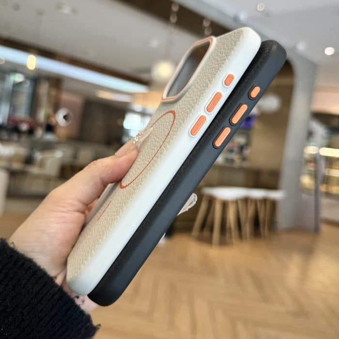 Orange Ring MagSafe Litchi Grain TPU-Telefonhülle, For iPhone 16 Pro – Bild 4