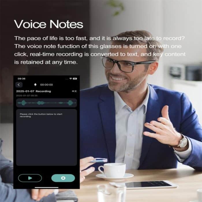 W100 Smart Glasses, unterstützt KI-Konversation / intelligente KI-Übersetzung / Bluetooth-Anruf – Bild 6