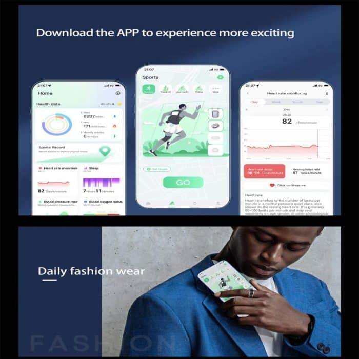 R12 SIZE 11 Smart Ring, unterstützt Herzfrequenz / Blutsauerstoff / Schlaf / mehrere Sportmodi – Bild 8