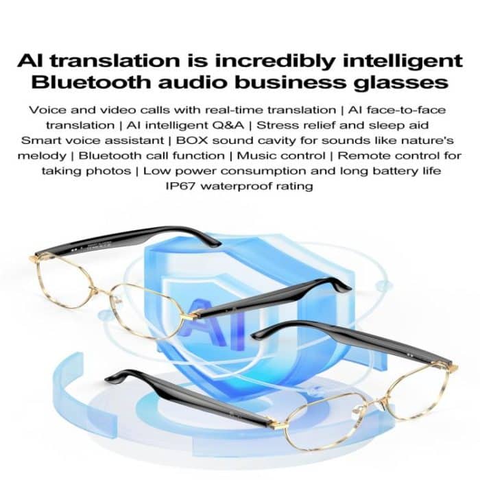 W100B Smart Glasses, Support AI Conversation / AI Intelligent Translation / Bluetooth Call – Bild 5