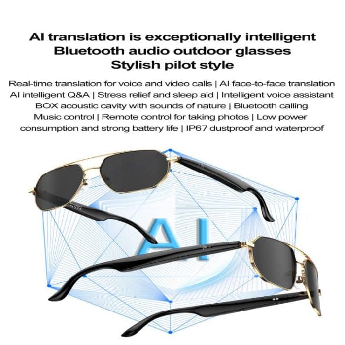 W100C Smart Glasses, Support AI Conversation / AI Intelligent Translation / Bluetooth Call – Bild 6