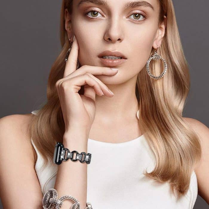 Oval Diamonds Steel Watch Band, For Apple Watch 46mm / 49mm / 45mm / 44mm, For Apple Watch 42mm / 41mm / 40mm / 38mm – Bild 4