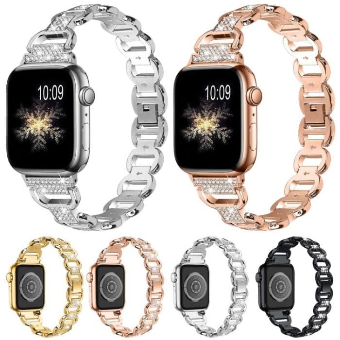 Oval Diamonds Steel Watch Band, For Apple Watch 46mm / 49mm / 45mm / 44mm, For Apple Watch 42mm / 41mm / 40mm / 38mm – Bild 6