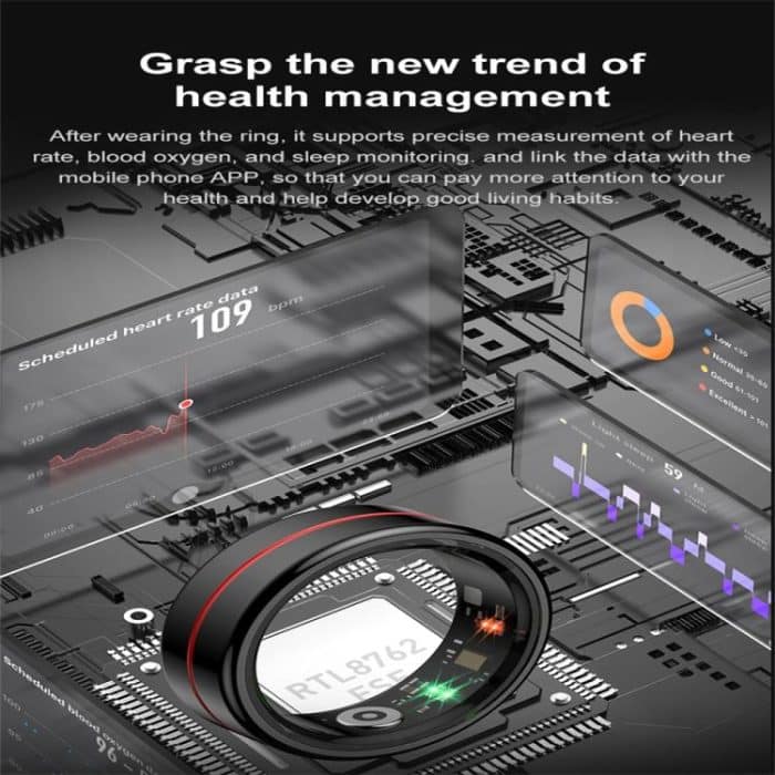 R04 SIZE 8 Smart Ring, Support Heart Rate / Blood Oxygen Monitoring / Sleep / Take Photos – Bild 6