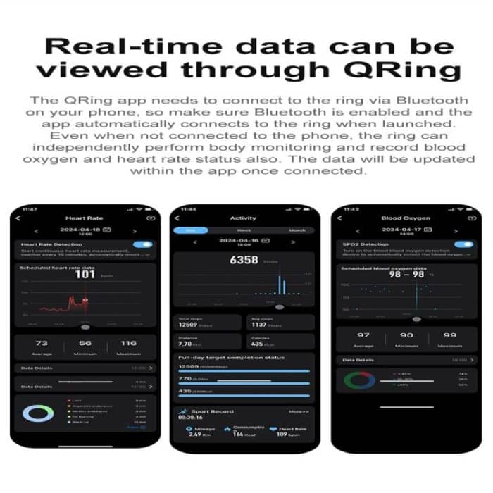 R04 SIZE 9 Smart Ring, Support Heart Rate / Blood Oxygen / Sleep Monitoring / Take Photos – Bild 9