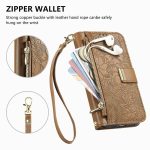 Flowers Leaves Zipper Wallet Leather Phone Case with Strap – Bild 5