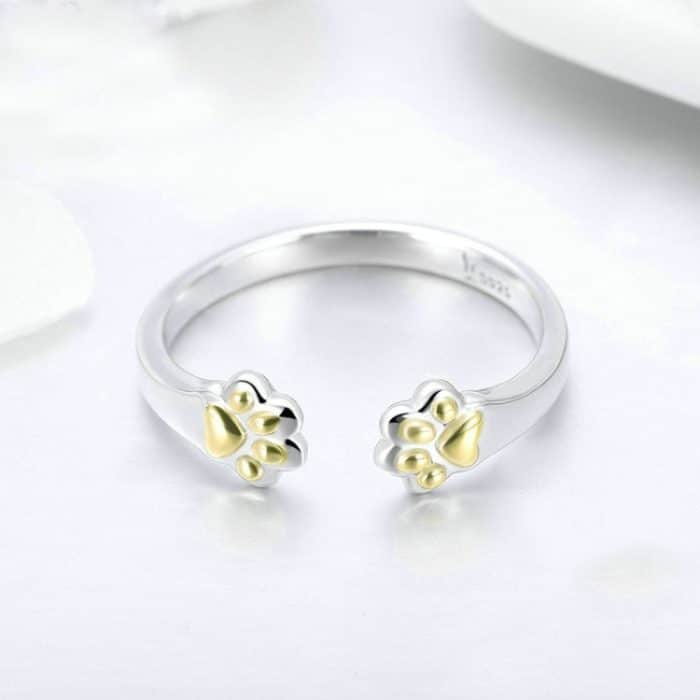 S925 Sterling Silber Temperament Weiblicher Ring Pfotenabdruck Vergoldeter Ring – Bild 2