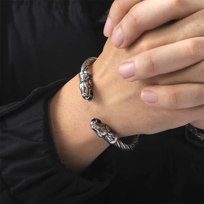 Männer Armband Manschette Wolf Kopf Viking Armband Schmuck Mode-Accessoires – Bild 7