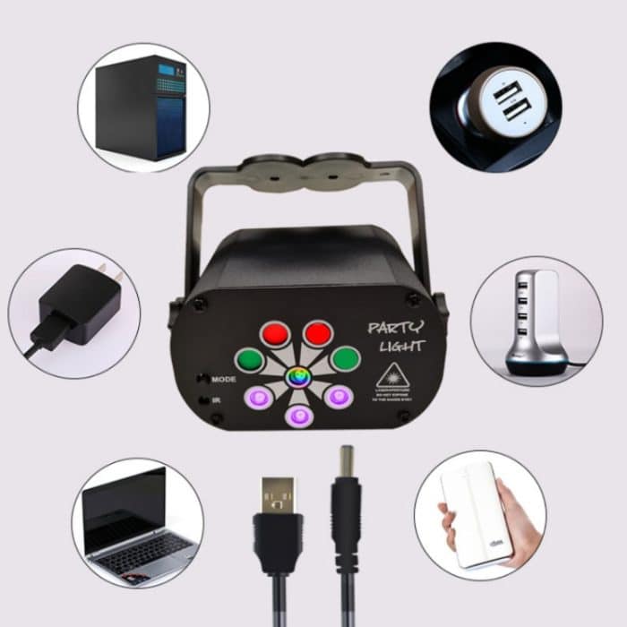 R90 8W UV Mini Laser Licht Sound Control Induktion Bühne Atmosphäre Licht Bar KTV Laser Licht, USB Plug-in, Built-in Battery Charging – Bild 4