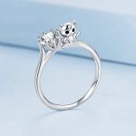 Sterling Silber S925 Katze Zirkon platinierter Tierring – Bild 2