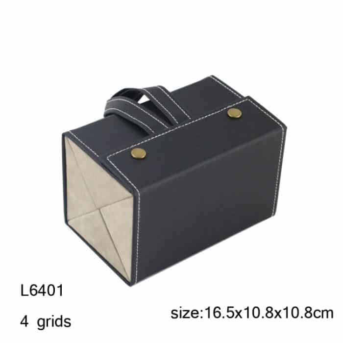 Multifunktionale Schmuck-Brillen-Aufbewahrungsbox, handgefertigtes Brillenetui aus PU-Leder mit kleiner Körnung, Modell: – Bild 2