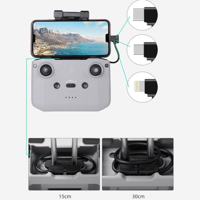 Sunnylife TY-X9304 Geeignet für DJI Mavic Air 2S / DJI FPV Flight Glasses V2 / Mavic Mini2 / Osmo Pocket 2 Handy-Tablet-Kabel, 15cm Type-C to 8 Pin Cable, 15cm Type-C to Micro USB  Cable, 15cm Type-C to Type-C Cable, 30cm Type-C to 8 Pin Cable... – Bild 5