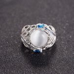 Vintage Silber Hohle Natürliche Opal Ringe Feder Muster Ringe für Frauen Schmuck – Bild 5