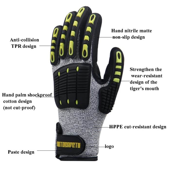 ROTOSAFETY RZT-HFZ20 stoßfeste Anti-Smashing Anti-Cutting Anti-Kollisions-Handschuhe TPR mechanische Wartung Feuerrettung Bergleute Bergbau Anti-Stab-Handschuhe, M, L, XL – Bild 4