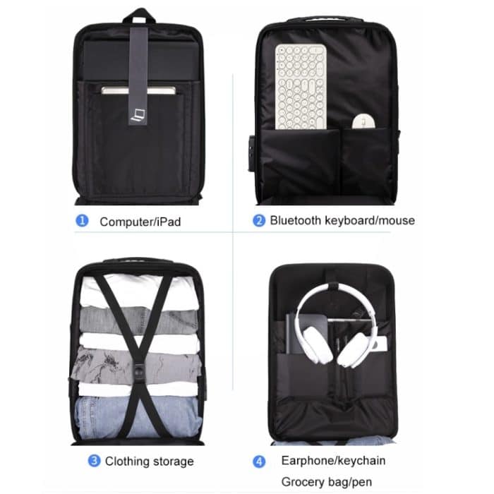 Hartschalen-Rucksack mit Legierungsrahmen, Diebstahlsichere Computertasche für Herren, 8001 Black, 8001 Gray, 8001 Blue, 8001 Red, 8003 Black, 8003 Gray, 8003 Red, 8001-J Black, 8001-J Gray, 8001-J Blue, 8001-J Red – Bild 6