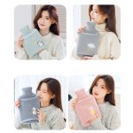 Abnehmbarer Waschlappenbezug, Gummi-Heißwasserbeutel kann eingegriffen werden, Pink Rabbit 2000ML, Gray Clouds 2000ML, Blue Bears 2000ML, Green Star Rabbit 2000ML, Pink Rabbit 1000ML, Gray Clouds 1000ML, Blue Bear 1000ML, Green Star Rabbit 1000ML – Bild 2