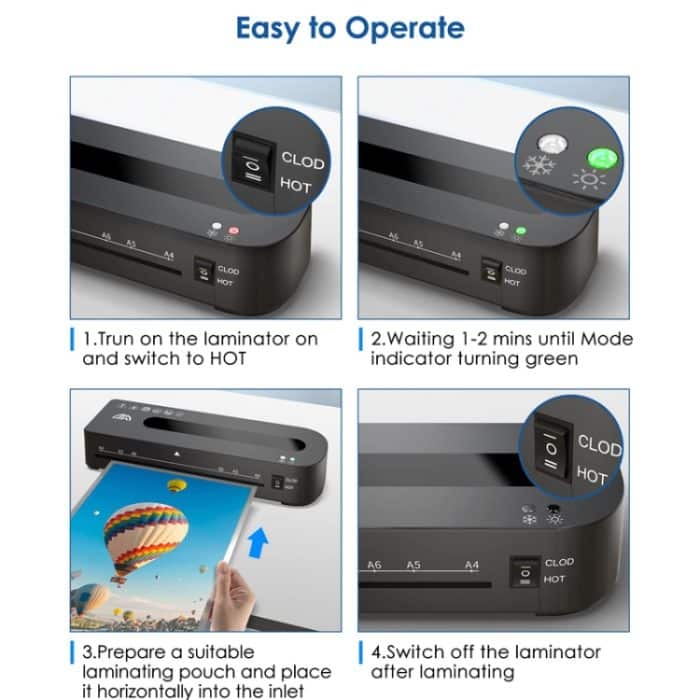 FN333 A4-Fotolaminiergerät mit Heiß- und Kaltmodus, Set 1, Set 2, Set 3, Set 4 – Bild 9