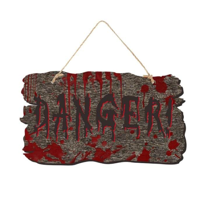 TBD0604029101.jpg Halloween-Türschild, Spukhaus, Horror-Atmosphäre, Dekoration, Danger Imitation Wood Grain, Help Imitation Wood Grain, Keep Out Imitation Wood Grain, Turn Back Imitation Wood Grain, Home, Skull, Pumpkin, Witch Legs – Bild 1