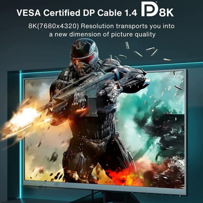 DP-Kabel 8K-Computermonitor-Verbindungskabel, 30 AWG Außendurchmesser: 6,3 mm, mit Nylongeflecht, 1m, 1.5m, 2m, 3m – Bild 11