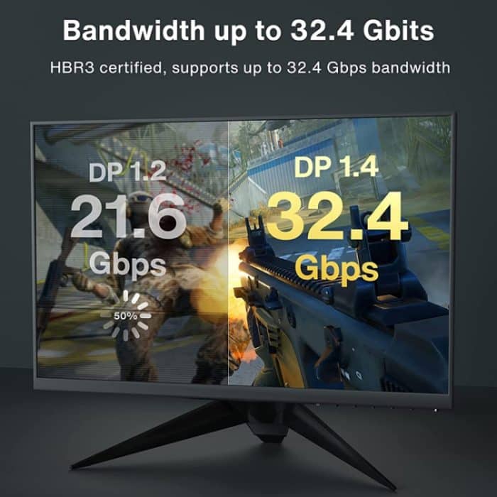 DP-Kabel 8K-Computermonitor-Verbindungskabel, 30 AWG Außendurchmesser: 6,3 mm, mit Nylongeflecht, 1m, 1.5m, 2m, 3m – Bild 9