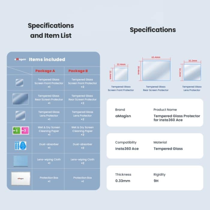 Für Insta360 ACE aMagisn gehärtete Folie Schutzaufkleber Sportkamera Zubehör, 3 In 1, 6 In 1 – Bild 10
