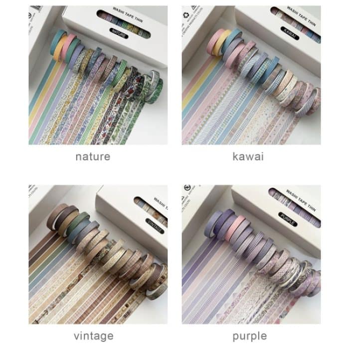 20 Rollen/Karton, 0,7 cm x 3 m, geteiltes, dünnes Washi-Tape-Set, DIY-Scrapbook-Aufkleber – Bild 3