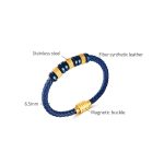 OPK PH1585 Armband aus Edelstahl mit magnetischer Schnalle und geflochtenem Lederarmband – Bild 4