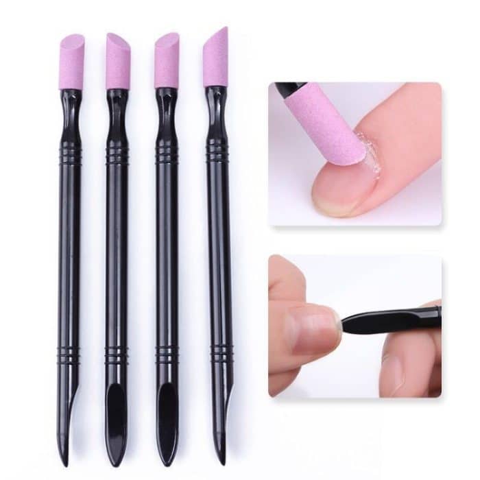 5 teile/satz doppelseitiger Quarzstift zum Entfernen abgestorbener Hautzellen, multifunktionales Manikürewerkzeug, Nagellackstift, Black, Colorful – Bild 3