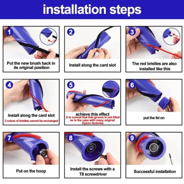 Rollbürsten-Plüschstreifen für Dyson Staubsauger V7/V8/V10/V11 Direktantriebsbürstenkopf, 1set 571 Wide, 2sets 571 Wide, 1set 674 Thin, 2sets 674 Thin – Bild 6